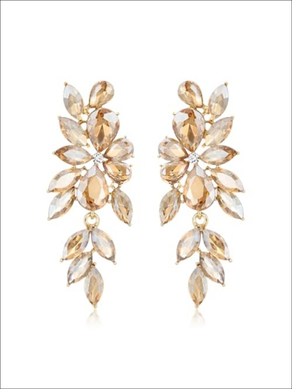 Crystal Marquise Drop Floral Wedding Prom Statement Dangle Earrings